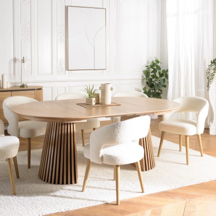 Table à manger ronde extensible L120/160/200 décor et chêne naturel - SYA