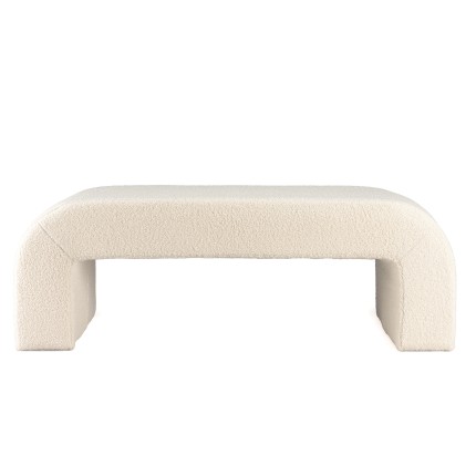 Ecru bouclé fabric bench - LEOPOLD