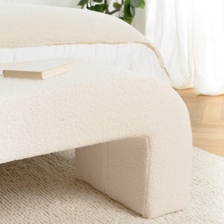 Ecru bouclé fabric bench - LEOPOLD