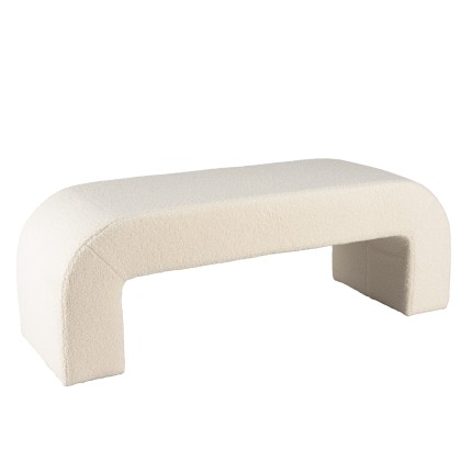 Ecru bouclé fabric bench - LEOPOLD