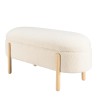Ecru bouclé fabric bench with storage and wooden legs - LEOPOLD