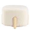 Ecru bouclé fabric pouffe with wooden legs - LEOPOLD