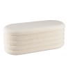 Ecru bouclé fabric bench with storage - LEOPOLD
