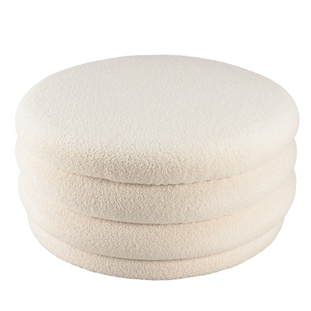 L-shaped pouffe in ecru bouclé fabric with storage - LEOPOLD
