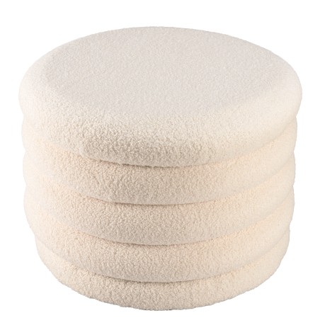M pouffe in ecru bouclé fabric with storage - LEOPOLD