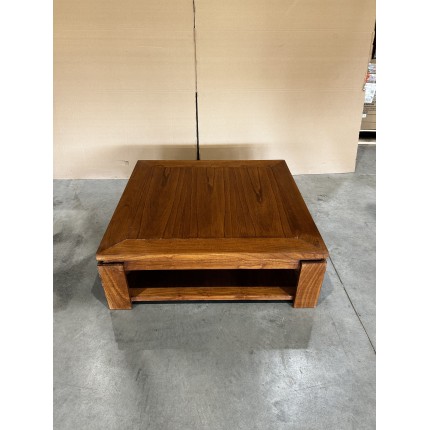 SECONDE MAIN - Table basse carrée marron sous plateau 90x90cm bois Mindi