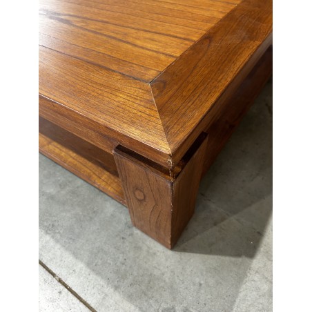 SECONDE MAIN - Table basse carrée marron sous plateau 90x90cm bois Mindi