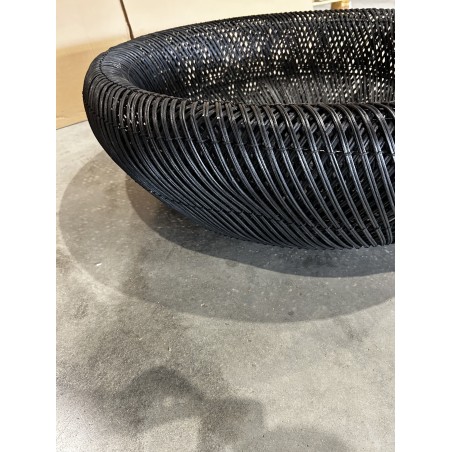 SECOND HAND - Round coffee table 100x100cm in black rattan with removable top