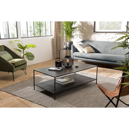 SECOND HAND - Table basse rectangulaire noire industrielle métal
