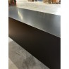 SECOND HAND - Black TV stand with 6 drawers, Scandi-style, in inlaid pine with gold metal legs