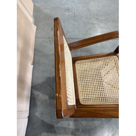 SECONDE MAIN - Fauteuil marron clair Mindi et cannage