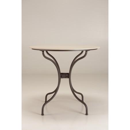 SECONDE MAIN - Table à manger ronde de jardin en céramique et acier