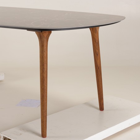 SECONDE MAIN- Table à manger 240x90 cm de jardin en céramique et acier