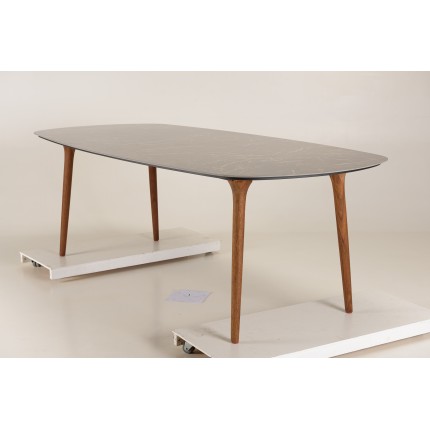 SECONDE MAIN- Table à manger 240x90 cm de jardin en céramique et acier