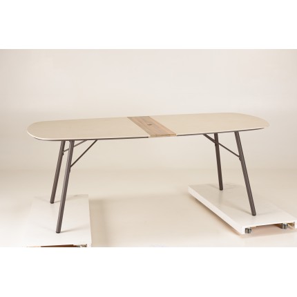Round ceramic and steel garden dining table
