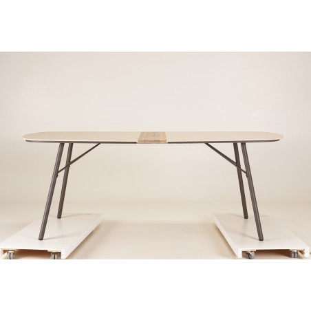 SECONDE MAIN- Table à manger 240x90 cm de jardin en céramique et acier