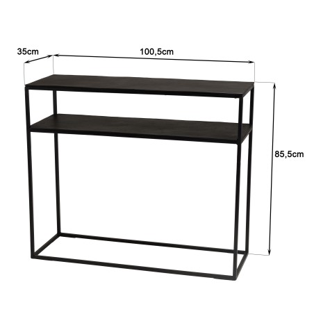 SECOND-HAND - Console table 100x35cm black aluminium with metal legs