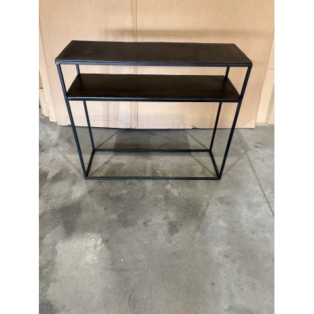 SECONDE MAIN - Console 100x35cm aluminium noir pieds métal