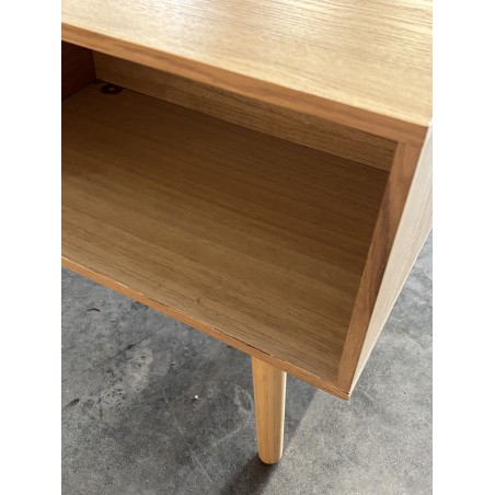 SECONDE MAIN - Table basse couleur naturelle 2 tiroirs 1 niche bois cannage