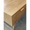 SECONDE MAIN - Table basse couleur naturelle 2 tiroirs 1 niche bois cannage