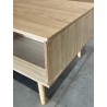 SECONDE MAIN - Table basse couleur naturelle 2 tiroirs 1 niche bois cannage