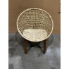 SECOND HAND - Beige armchair with rounded backrest and woven abaca seat