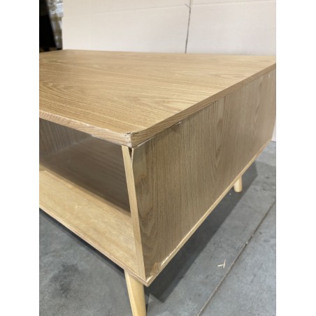 SECOND-HAND - Natural-coloured coffee table with 2 drawers and 1 wooden cane niche