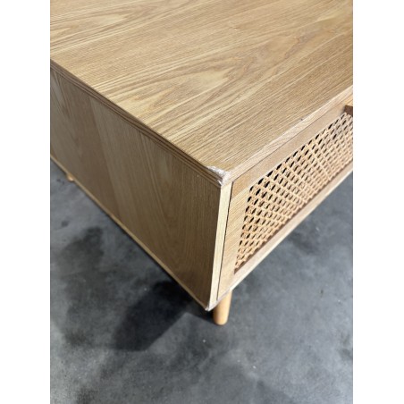 SECOND-HAND - Natural-coloured coffee table with 2 drawers and 1 wooden cane niche