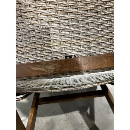 SECONDE MAIN - Lot de 2 chaises pliantes acacia et rotin synthétique