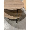 SECONDE MAIN- Table basse 2 plateaux forme ovoïde couleur mocha pieds métal