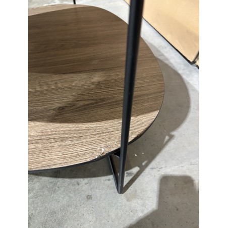 SECOND-HAND - Coffee table with two mocha-coloured oval-shaped tops and metal legs
