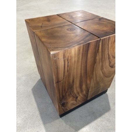 SECOND HAND - SAM Square Side Table 38x38cm Suar Wood with Black Base