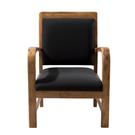SECONDE MAIN - Fauteuil scandi teck et tissu noir