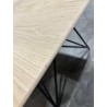 SECONDE MAIN - Table à manger rectangulaire 220x100cm bois chêne pieds épingles croisés métal noir