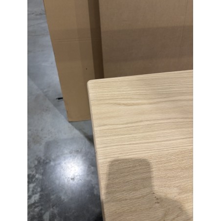 SECONDE MAIN - Table à manger rectangulaire 220x100cm bois chêne pieds épingles croisés métal noir