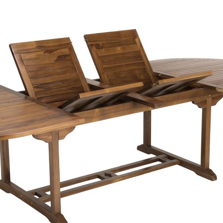 MAEVA - Table ovale double extension 200/300*120 en bois Teck huilé