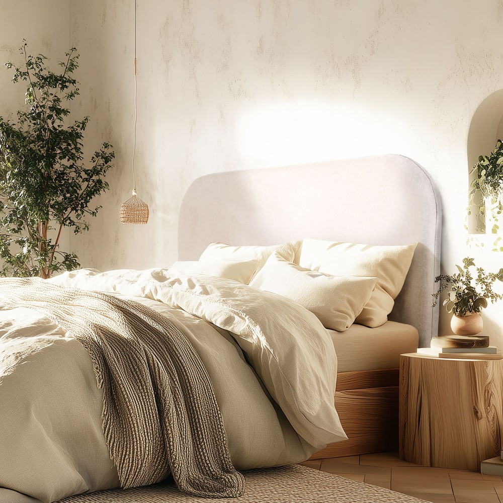 Tête de lit rembourrée pour lits 140/160cm couleur beige - Collection Arthur Tête de lit rembourrée pour lits 140/160cm couleur beige - Collection Arthur