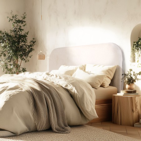 Upholstered headboard for 140/160 cm beds in beige - Arthur Collection