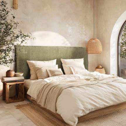 Tête de lit rembourrée pour lits 160/180cm velours côtelé vert - Collection Arthur
