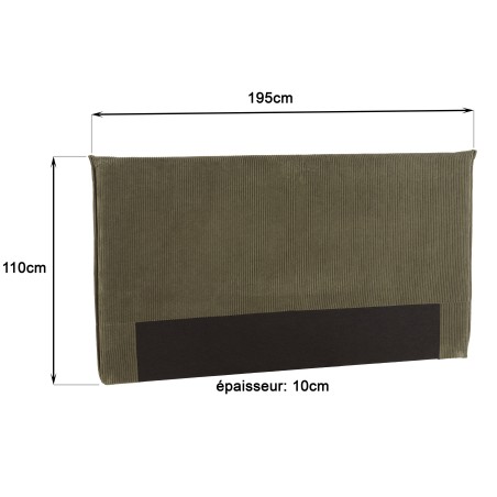 Tête de lit rembourrée pour lits 160/180cm velours côtelé vert - Collection Arthur