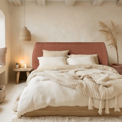 Upholstered headboard for 160/180 cm beds in terracotta/orange