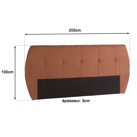 Tête de lit rembourrée pour lits 160/180cm couleur terracotta / orange