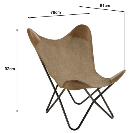 Chaise en toile et cuir papillon / butterfly - Collection Marcel