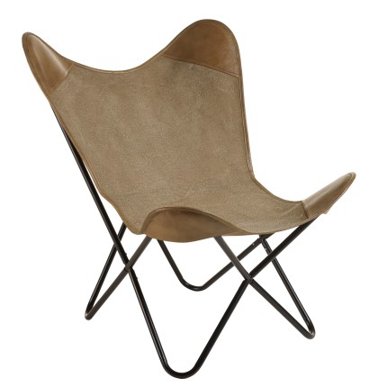 Chaise en toile et cuir papillon / butterfly - Collection Marcel