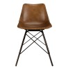 Lot de 2 chaises en cuir marron et pieds acier