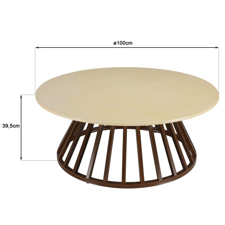 GREGOIRE Coffee Table 100x100cm - Rust Steel Legs & Concrete Top