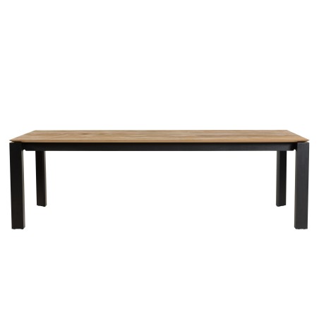 Outdoor dining table 250/350x100cm recycled teak with metal legs