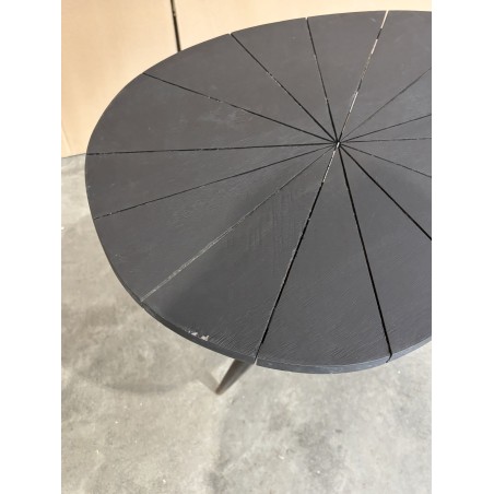 SECOND HAND - Ovoid side table with textured black matt top and black iron legs