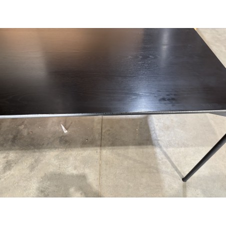 SECOND HAND - Ovoid side table with textured black matt top and black iron legs