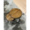 SECONDE MAIN - Set de 2 tables d'appoint rondes gigogne Teck recyclé Acacia